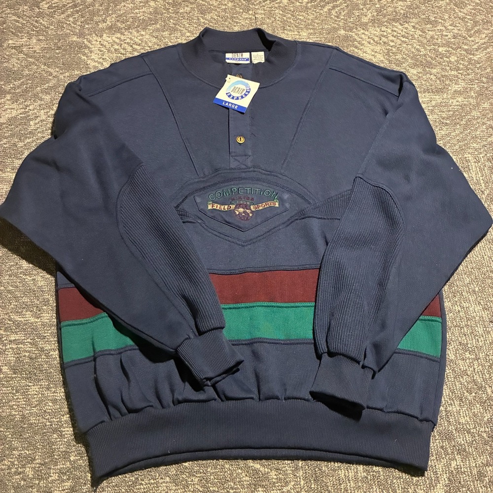 Vintage Denim Express Competition Winter Field Sports Henley Sweatshirt L NWT